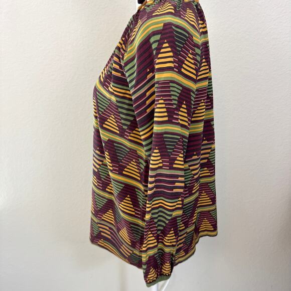 Missoni Womens Blouse Top Measures S Silky Geometric Print Flowy Gold - Picture 5 of 9